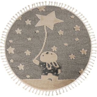 Tapis Rond Enfant Gris Étoile Effet 3d Doux Et Robuste 230 X 160 Cm Gris