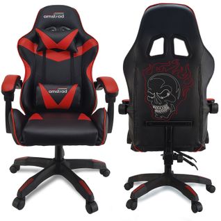 Fauteuil Gamer Ams-800-red-skred Noir et Rouge - Design Au Dos "tête De Mort"