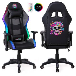 Fauteuil Gaming Elite-led-acid - Noir Et Gris - Eclairage LED 576 Effets - Télécommande