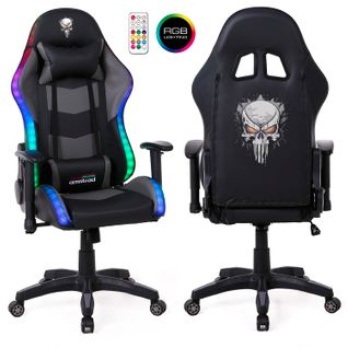 Fauteuil Gaming Elite-led-ghost - Noir Et Gris - Eclairage LED 576 Effets - Télécommande