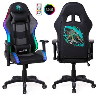 Fauteuil Gaming Elite-led-soccer - Noir Et Gris - Eclairage LED 576 Effets - Télécommande