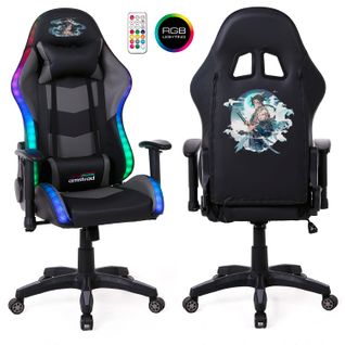 Fauteuil Gaming Elite-led-samurai - Noir Et Gris - Eclairage LED 576 Effets - Télécommande