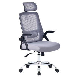 Chaise De Bureau Office-light-black  Fauteuil Informatique - Coloris Gris, Pied Chromé