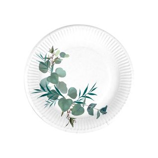 Set De 10 Assiettes Carton 18 Cm Branche D'eucalyptus