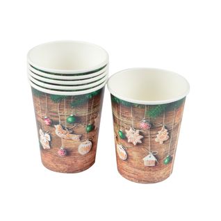 Set De 6 Gobelets En Carton Guirlande De Noel