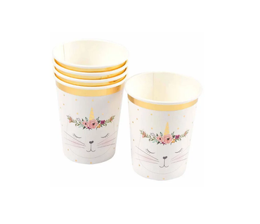 Set De 6 Gobelets En Carton Chat Licorne