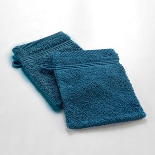 Lot De 2 Gants De Toilette 15 X 21 Cm Tendresse Bleu Saphir