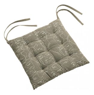 Galette De Chaise Matelassee 38 X 38 Cm Visage Nymphea Kaki