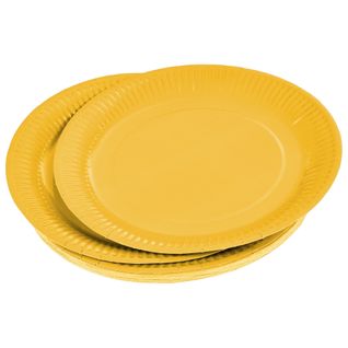 Set De 20 Assiettes Carton 23 Cm Unies Jaune