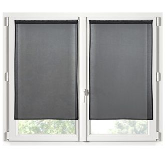 Paire De Rideaux Voile Brise Bise 60 X 160 Cm Noir