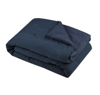 Plaid Ou Edredon En Gaze De Coton 125 X 150 Cm Pop Color Bleu Marine