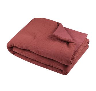 Plaid Ou Edredon En Gaze De Coton 180 X 220 Cm Pop Color Terracotta