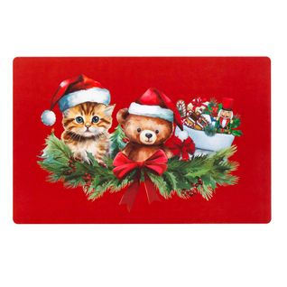 Set De Table Opaque 28 X 44 Cm Chat Et Ourson De Noel
