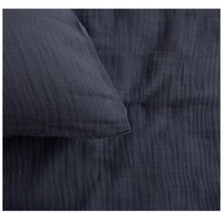 Housse De Couette Et Taies Double Gaze De Coton Doux Reve 220 X 240 Bleu
