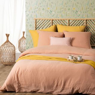 Housse De Couette Et Taies Double Gaze De Coton Doux Reve 220 X 240 Rose