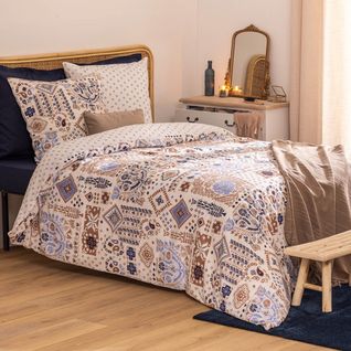 Housse De Couette + 2 Taies 260 X 240 Cm Bleu Mediterraneen