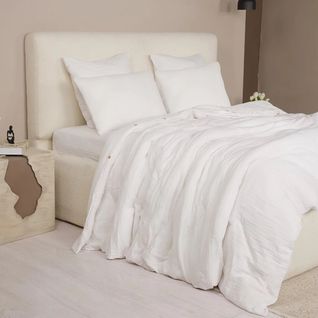 Housse De Couette + Taies Gaze De Coton Lave 240 X 260 Cm Douce Blanc