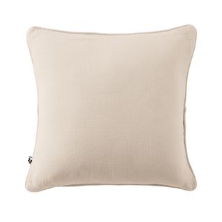 Coussin Déhoussable 45 X 45 Cm Gaia Beige  Gaze De Coton Avec Passepoil Élégant