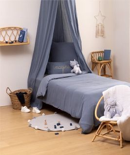 Housse De Couette + 1 Taie 140 X 200 Cm Lilie Bleu