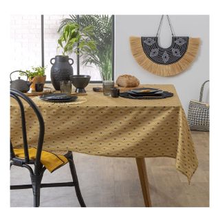 Nappe Rectangulaire Imprimée Graphique Ocre 140 X 240 Cm