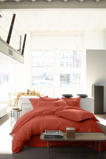Housse De Couette 220 X 240 Cm Percale De Coton Lavé Terracotta