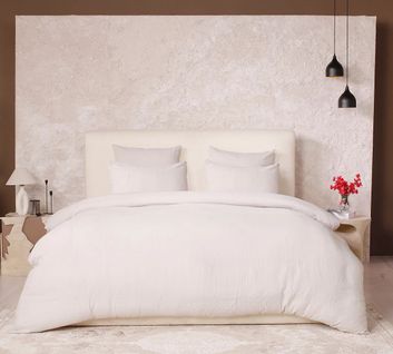 Housse De Couette + Taies Gaze De Coton Lave 220 X 240 Cm Douceur Ecru