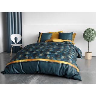Housse Couette + 2 Taies 240 X 260 Cm Feuilles Gincko