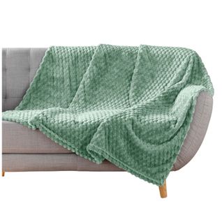 Plaid Flanelle Relief 125 X 150 Cm Mini Breetzy Vert Sauge