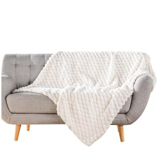 Plaid Poils Doux Et Sherpa 180 X 220 Cm Breetzy Creme