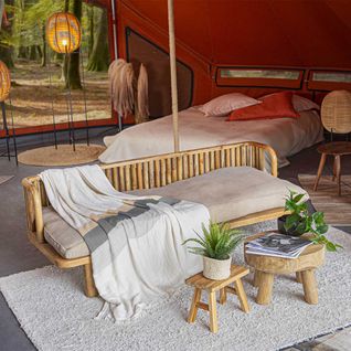 Plaid Luanda Naturel Camel 150 X 180 Cm Beige, Marron