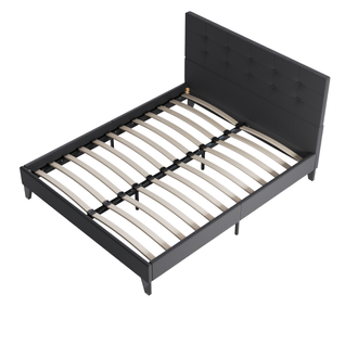 Lit 120x190 cm avec tête de lit tissu noir