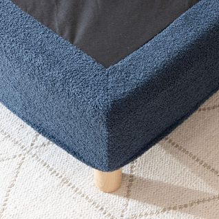 Cache-sommier Bouclette Intégral Marine 90x190 Cm