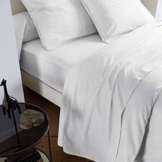 Drap Plat Coton Lavé Beige 240x300 Cm