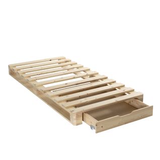 Lit Palette Pour Enfant, En Pin Massif Naturel Avec Tiroir De Rangement 90x190