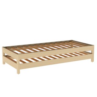 2 Lits Empilables 80x200 Cm Avec 2 Sommiers, Coloris Naturel