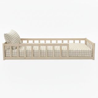 Lit Inspiration Montessori Enfant à Barreaux Blanc 90x190