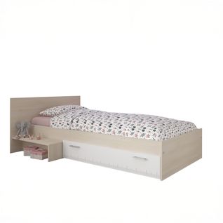 Lit Enfant Avec Tiroir Et Marche Bicolore 90x200