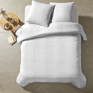 Parure De Lit Seersucker Blanche 260x240 Cm