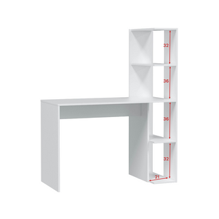 Bureau Réversible Avec Étagères Blanc