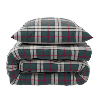 Parure De Lit Flanelle à Carreaux Vert Noël 140x200 Cm