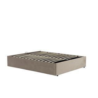 Lit Coffre En Velours Taupe 140x190