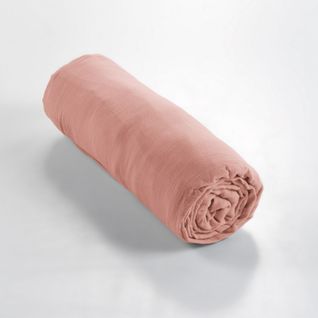 Drap Housse Double Gaze De Coton Rose Pêche 140x190 Cm
