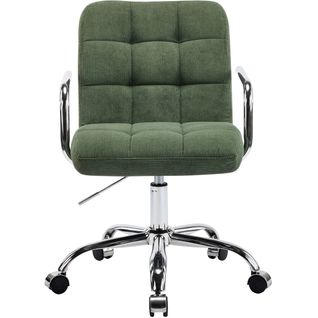 Fauteuil De Bureau Capitonné, Pivotant Et Réglable En Hauteur En Velours Côtelé Vert Kaki - Nolan