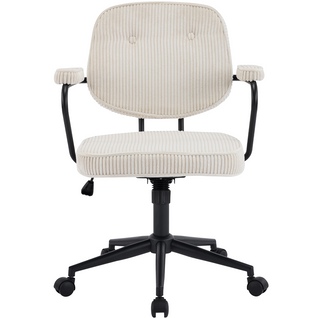 Fauteuil De Bureau Pivotant Et Réglable En Hauteur En Velours Côtelé Beige - Ann