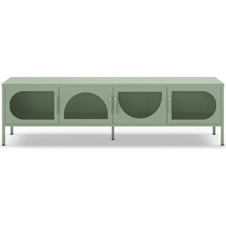 Meuble TV 4 Portes En Métal Vert Clair 180 Cm - Inoa