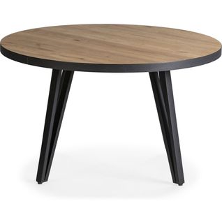 Table Basse Ronde Couleur Bois Et Noir Ø 80 Cm - Lexi