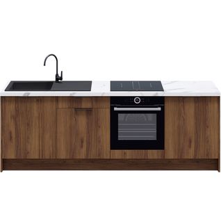Meubles Bas De Cuisine - L. 245 Cm - Noyer Brun - Sierra