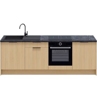 Meubles Bas De Cuisine - L. 245 Cm - Chêne Clair - Sierra