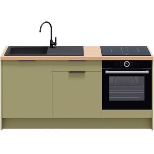 Meubles Bas De Cuisine - L. 185 Cm - Vert Olive - Luzia