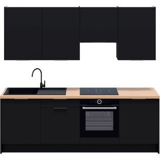 Ensemble De 8 Meubles De Cuisine - L. 245 Cm - Noir - Luzia
